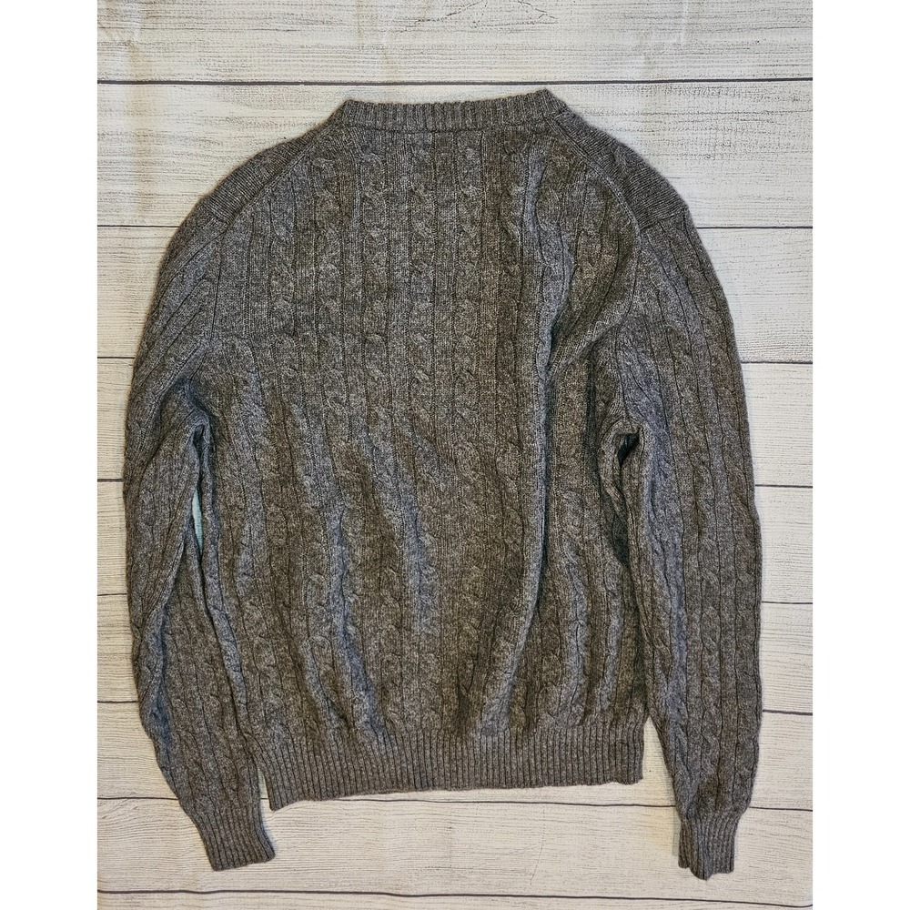 Elliot‎ Mulryan Sweater Mens Large Gray 100% Cashmere Cable Knit Crewneck - Picture 6 of 7